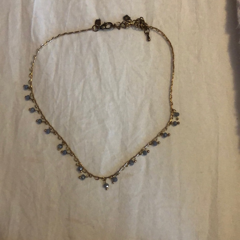 Gold Blue Bead Choker